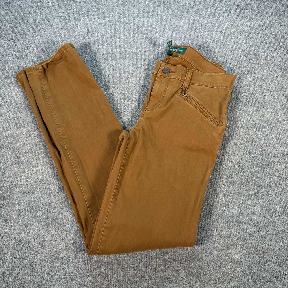 Lauren Jeans Co Ralph Lauren Womens 2 Brown Skinny Pants Zipper Pockets #4750